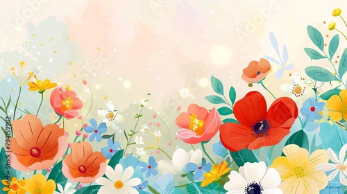 springthemed banner with a beautiful display of colorful flowers and a cheerful mothers day greeting creating a warm and inviting atmosphere for celebration