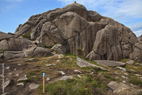 Rock formation at the hiking track to Trollpikken at Egersund in Norway, Europe
 photo