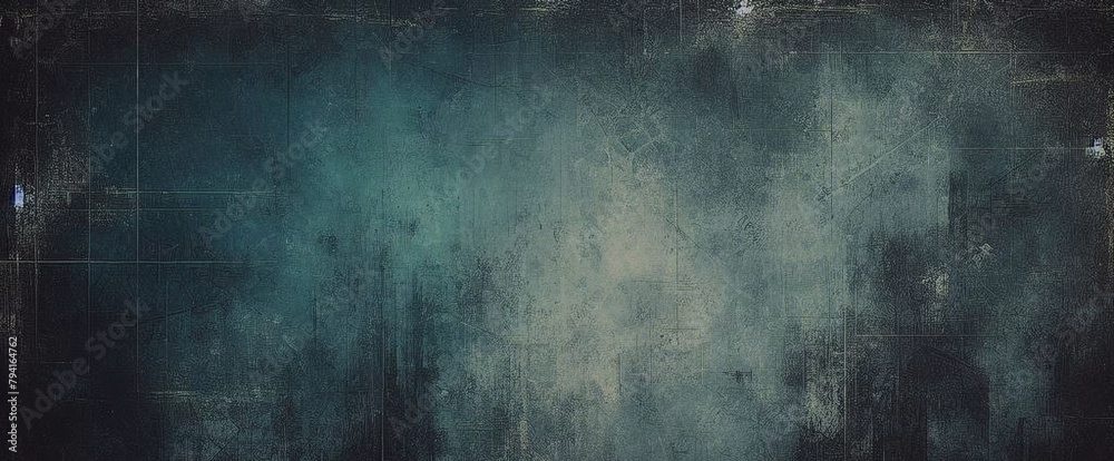 Dark turquoise art background. Large brush strokes. Acrylic paint in aquamarine or celadon colors. Abstract painting. Textured surface template for banner, poster. Narrow horizontal illustration	