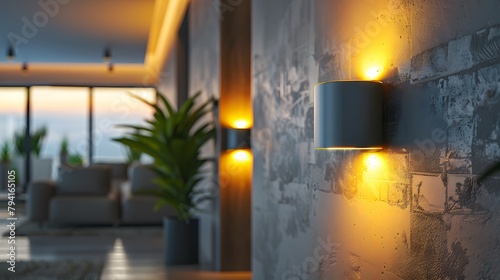 a modern and stylish wall-mounted light fixture  portrayed in high resolution  adding a chic aesthetic to your surroundings.
