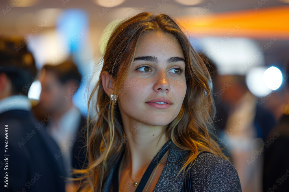 An image of a crowd of investors at an international finance expo, networking and exchanging insight An image of a crowd of investors at an international finance expo, networking and exchanging insight