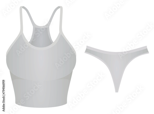 Grey women crop top and panties. vector illustration