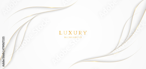 White background with elegant golden lines, use for template or cover. Elegant premium white background. vector illustration	