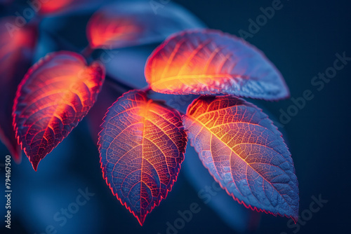An image of a plant undergoing photosynthesis under controlled light, with subtle thermal variations photo