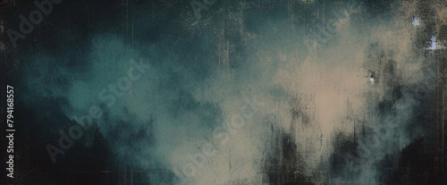 Seamless Glowing green black blue grainy background dark noise texture banner poster backdrop design copy space. Dark matte background with space for design. Toned fabric surface. Template. Empty