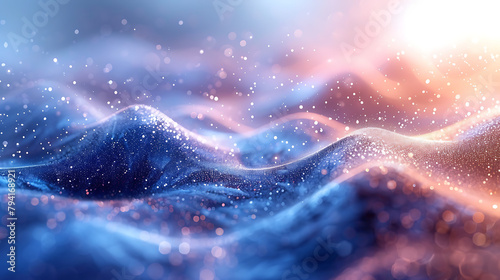 Create a high-resolution digital image of a serene particle field, featuring tiny, light-reflective particles scattered across a soft, muted background.