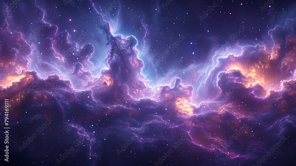 Create a high-resolution digital image that captures the ethereal beauty of a cosmic nebula.