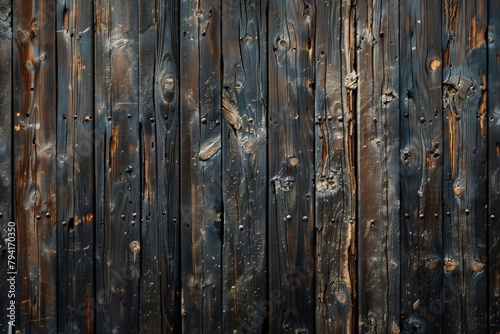 A close-up image featuring the detailed texture of dark wooden planks with natural patterns, suitable for background or design elements. Beautiful simple AI generated image in 4K, unique. © ArtSpree