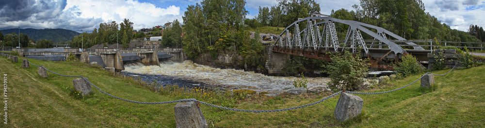 Fototapeta premium Hydroelectric power plant Vittingfoss on the river Lagen in Norway, Europe 