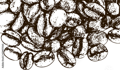 Background. Brown coffee beans. Many coffee beans.
