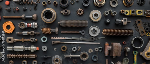 Auto repair shop disassembled engine parts car repair engine parts
