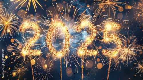 Sparkling Fireworks Display Celebrating the Year 2025