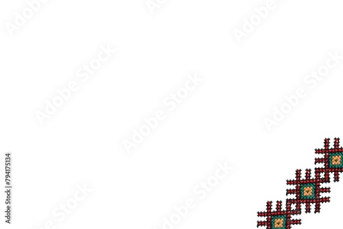 Geometric elements of Ukrainian embroidery isolated on white