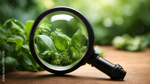 Exploring Sustainable Business Strategies with a Magnifying Glass - Eco-Friendly Concept