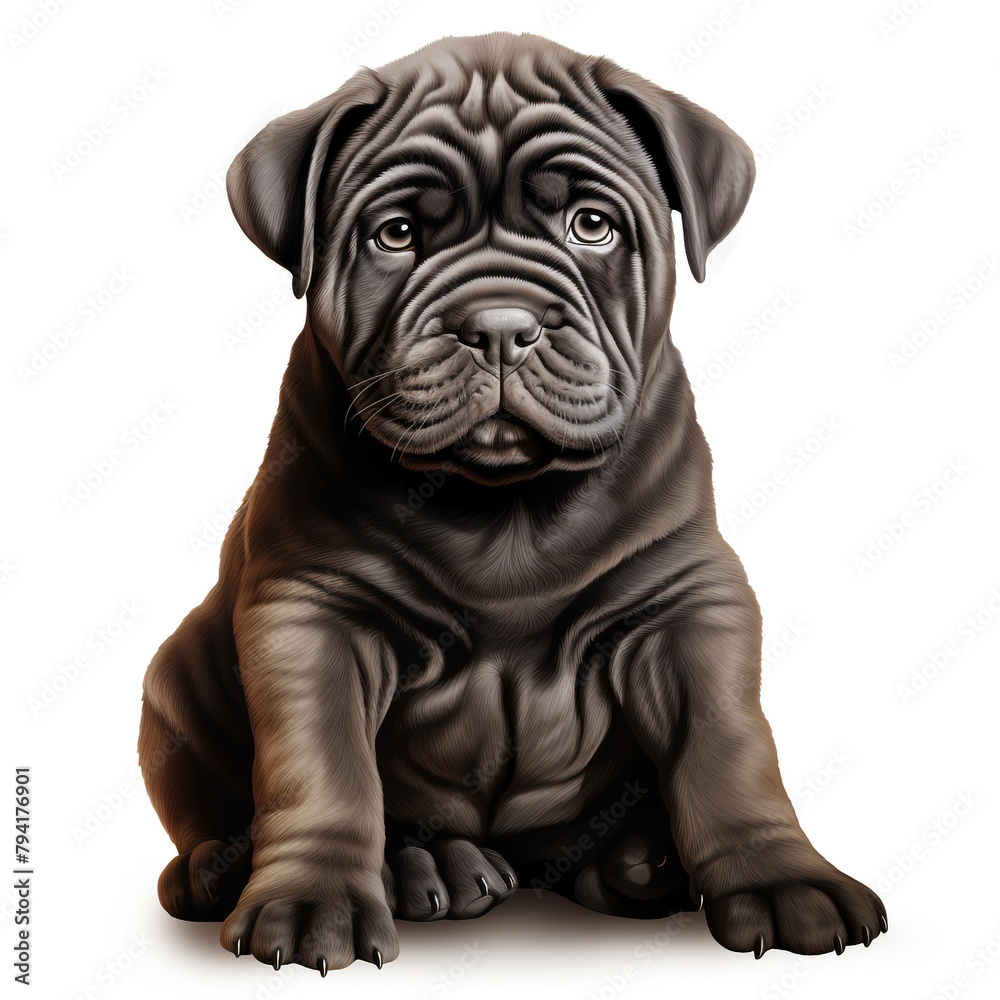 Obraz premium clipart shar pei dark hair sitting сreated with Generative Ai