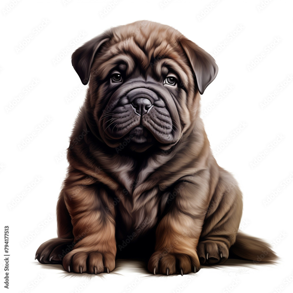 clipart shar pei dark hair sitting сreated with Generative Ai clipart shar pei dark hair sitting сreated with Generative Ai