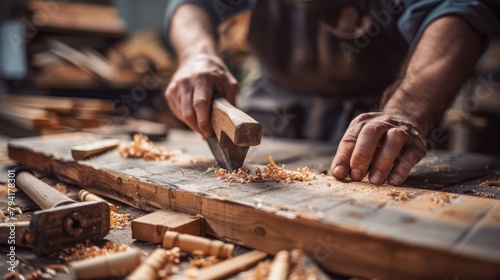Carpenter Craftman Lumber Timber Woodwork Concept, worker's day, labor day photo