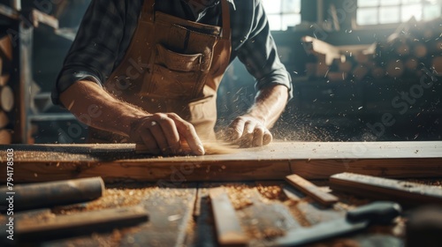 Carpenter Craftman Lumber Timber Woodwork Concept, worker's day, labor day photo