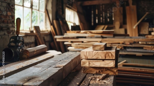 Carpenter Craftman Lumber Timber Woodwork Concept, worker's day, labor day photo