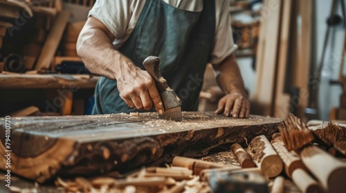 Carpenter Craftman Lumber Timber Woodwork Concept, worker's day, labor day photo