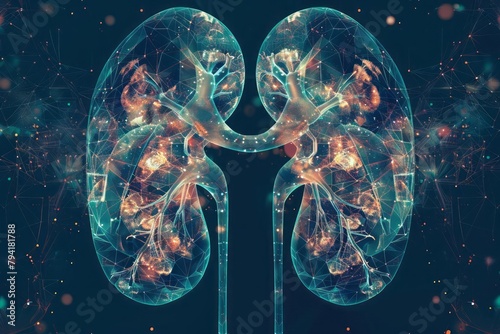 Geometric kidneys with connecting ureters, visualizing the filtration system photo