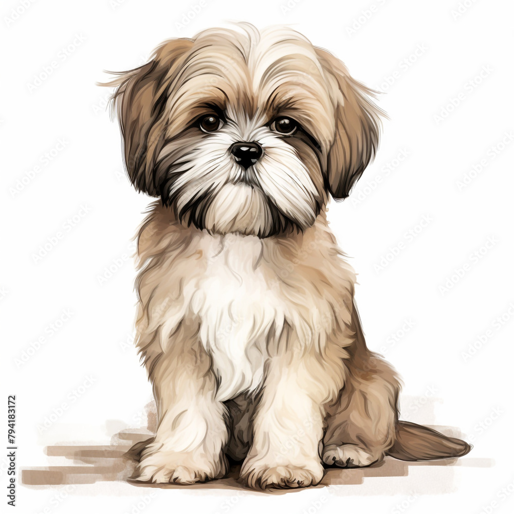 clipart shih tzu sitting сreated with Generative Ai clipart shih tzu sitting сreated with Generative Ai