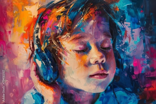 A child with a hearing aid painting, showcasing creativity and the joy of art © DK_2020
