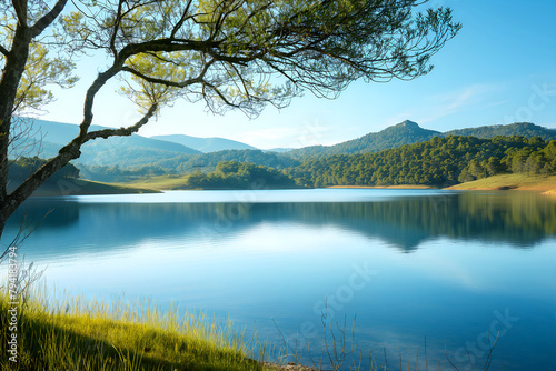 Beautiful Lake Landscape, Scene Is Peaceful And Serene, Landscape Professional Photo, Peaceful Nature, Outdoor Photography