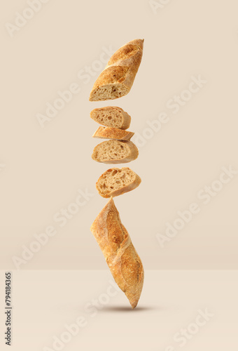 Creative layout made of bread on the beige background. Food concept. Macro concept. (ID: 794184365)