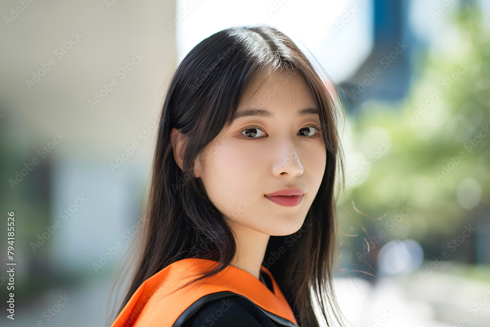 Fototapeta premium Young Asian Woman Graduating From High School Or University College, College Graduate, University Graduate, High School Graduate