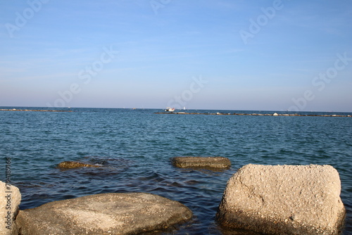 Coastline of Bari in Italy, Apuglia (or Puglia), full of rocks. photo