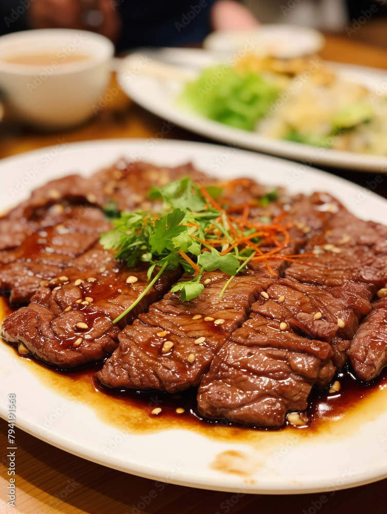wagyu meat Japanese juicy cheese on the table сreated with Generative Ai wagyu meat Japanese juicy cheese on the table сreated with Generative Ai
