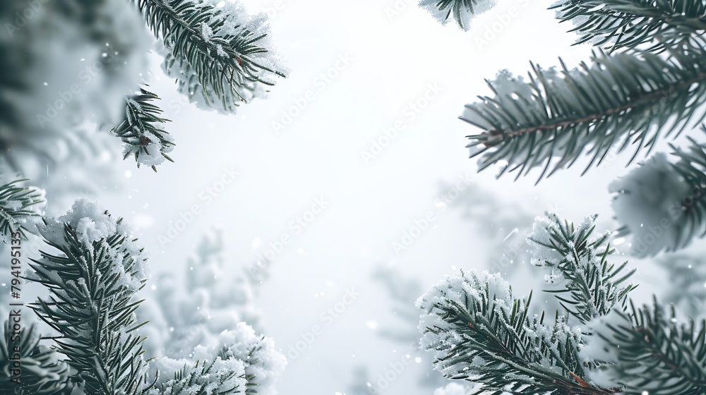 A serene and peaceful Christmas background with softly falling snow