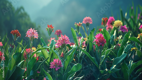 view of beautiful flower plants sky in the morning background wallpaper design 
