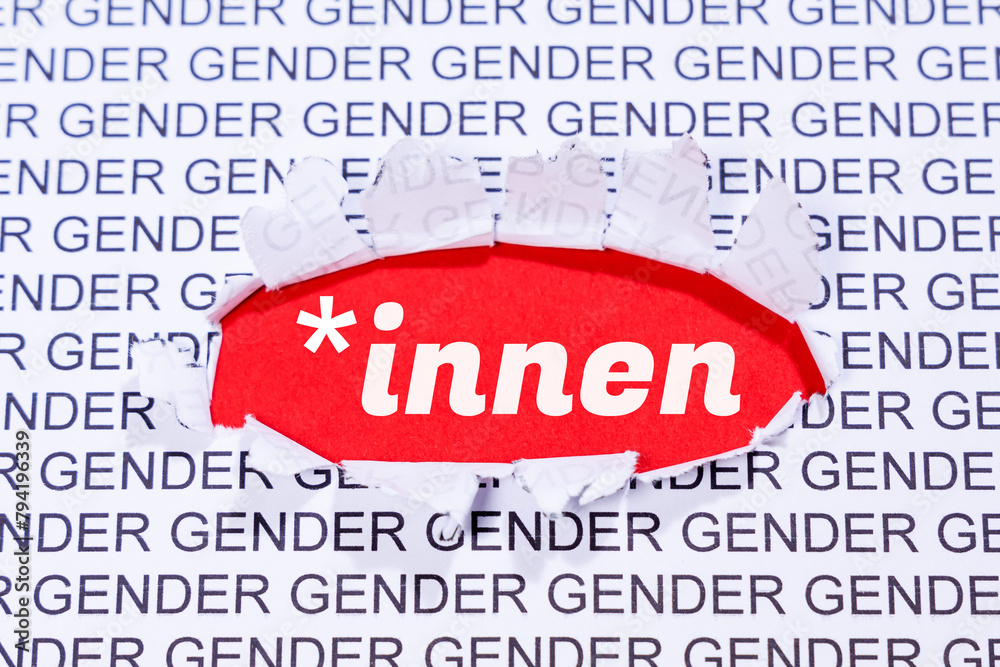 Gendern mit Gendersternchen als Symbol für gendergerechte Sprache Kommunikation Konzept - obrazy, fototapety, plakaty 