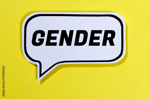 Gender als Symbol für gendergerechte Sprache in Sprechblasen Kommunikation Konzept reden