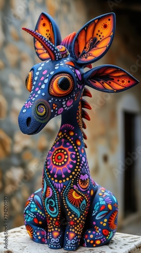 Mexican Alebrije mythical animal, illustration made with Generative Ai  © Santasombra