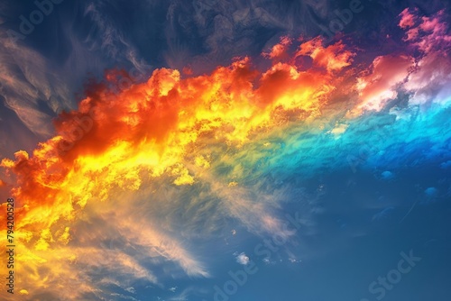 Fire rainbow, a rare optical phenomenon of iridescent clouds, bright and colorful