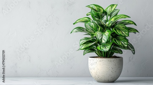 Lush Green Potted Plant on White Background Generative AI photo
