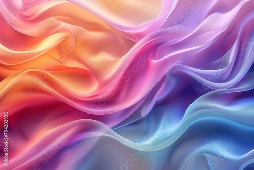 A colorful piece of fabric with a wave pattern. The colors are bright and vibrant, creating a sense of energy and movement. The wave pattern adds a dynamic element to the fabric. Overall