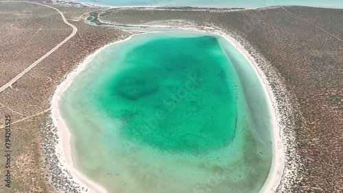 Aerial of little lagoon, Shark Bay, UNESCO World Heritage Site, Western Australia, Australia, Pacific photo