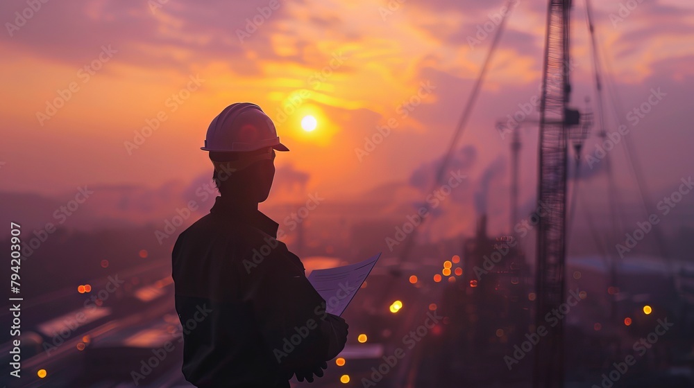 Fototapeta premium An engineer is working on construction area