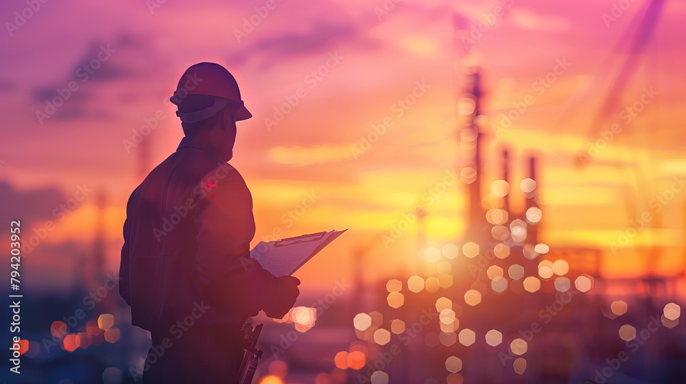 An engineer is working on construction area An engineer is working on construction area