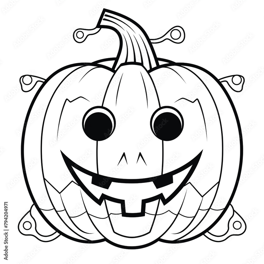 outline coloring page, on white background, jack-o-lantern, bold lines, black and white outline for coloring book page сreated with Generative Ai outline coloring page, on white background, jack-o-lantern, bold lines, black and white outline for coloring book page сreated with Generative Ai