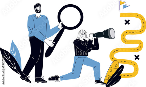 Obraz na plátne Business team searching for opportunities that align with business targets