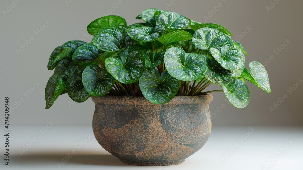 Tropical House Plant in White Ceramic Pot Generative AI Tropical House Plant in White Ceramic Pot Generative AI