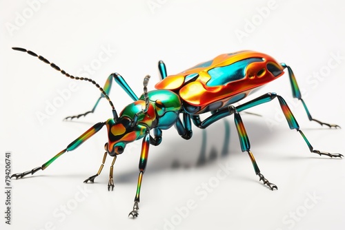 3D Tiger Beetle on white background photo