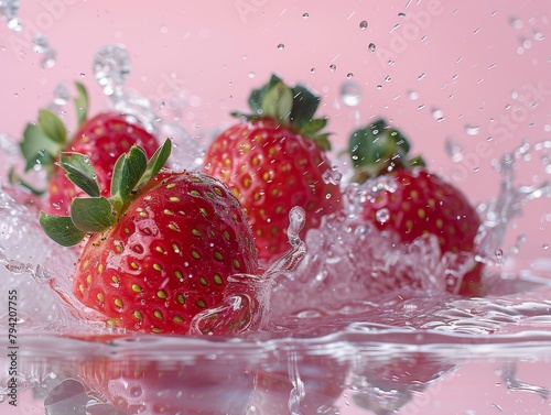 Vivid Underwater Strawberry Still Life Generative AI