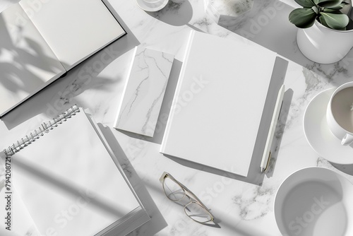 Jot Down Morning Inspirations    As ideas flow, capture them in our blank notepad mockup, editable with various cover designs and paper textures, keeping your thoughts organized and styled photo