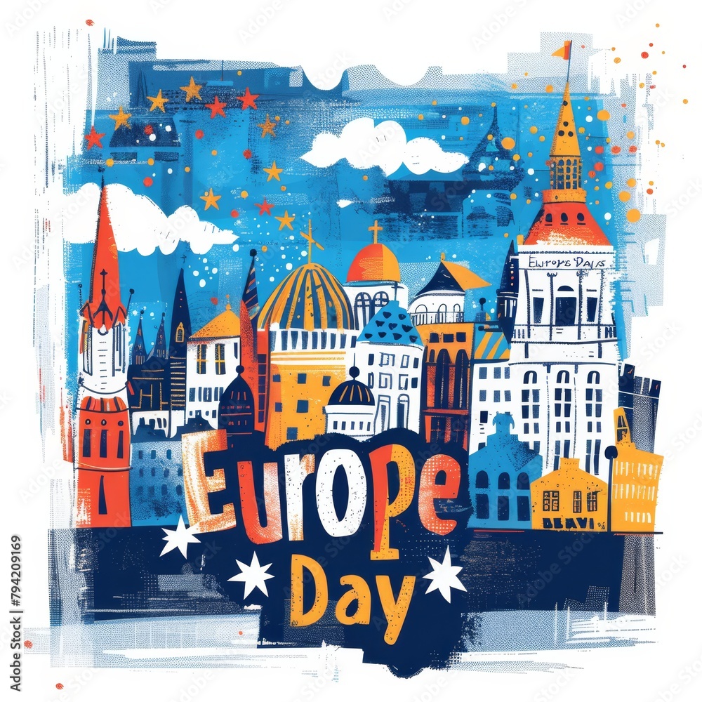 illustration with text to commemorate Europe Day